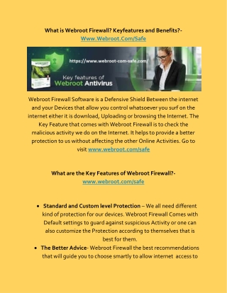 What is Webroot Firewall? Keyfeatures and Benefits?- Www.Webroot.Com/Safe