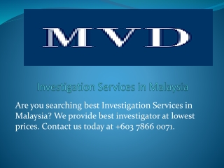 Investigation Services Malaysia