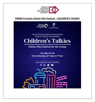 KNMA Presents Online Film Festival - CHILDREN’S TALKIES