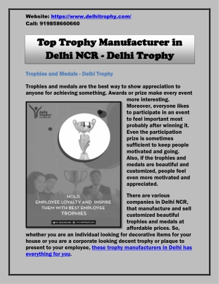 Awards - Trophies and medals - Delhi Trophy