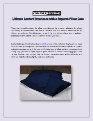 Ultimate Comfort Experience With Supreme Pillow Case