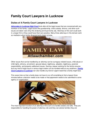 Duties of A Family Court Lawyers in Lucknow