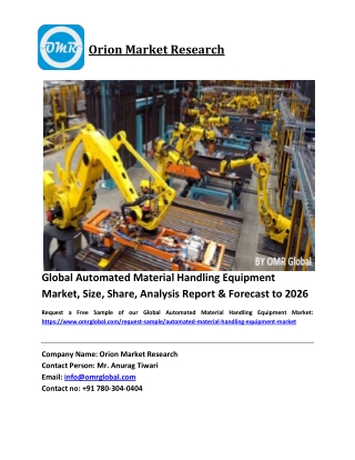 Global Automated Material Handling Equipment Market Growth, Size, Share, Industry Report and Forecast 2020-2026