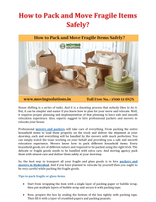How to Pack and Move Fragile Items Safely?