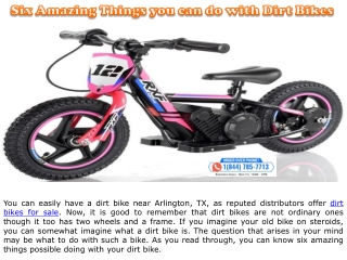 Six Amazing Things you can do with Dirt Bikes