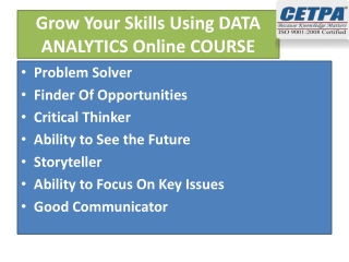 Grow Your Skills Using DATA ANALYTICS Online COURSE