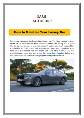 How to Maintain Your Luxury Car