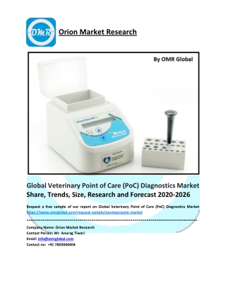 Global Veterinary Point of Care (PoC) Diagnostics Market Size, Share, Trends & Forecast 2020-2026