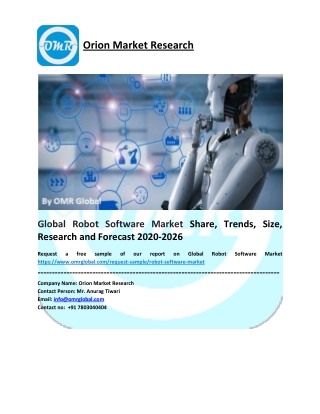Global Robot Software Market Growth, Size, Share, Industry Report and Forecast to 2026