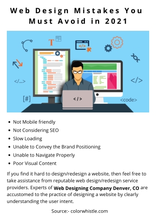 Web Design Mistakes You  Must Avoid in 2021