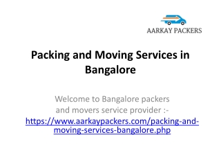 Packing and Moving Services in Bangalore