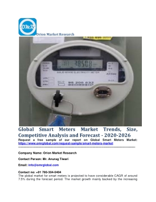 Global Smart Meters Market Trends, Size, Competitive Analysis and Forecast - 2020-2026