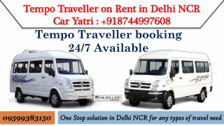 9 seater Tempo Traveller on Rent in Delhi