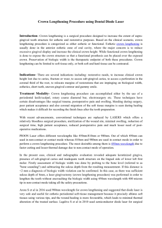 Crown Lengthening Procedure using Dental Diode Laser