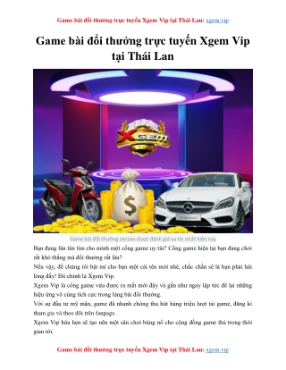 Game bài đổi thưởng trực tuyến Xgem Vip tại Thái Lan