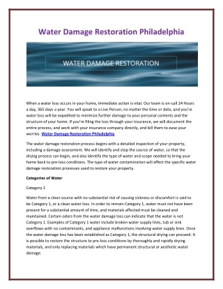Water Damage Restoration Philadelphia