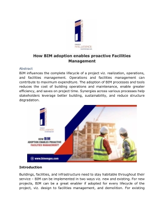 How BIM adoption enables proactive Facilities Management