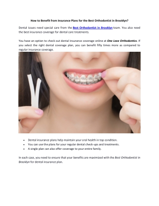 How to Benefit from Insurance Plans for the Best Orthodontist in Brooklyn