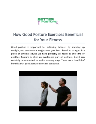 How Good Posture Exercises Beneficial for Your Fitness