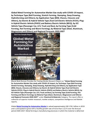 Global Metal Forming for Automotive Market Research Report Forecast 2027