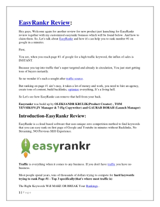 [CASE STUDY] How To RANK on YOUTUBE FASTER IN PAGE 1 - EasyRankr Demo and Review