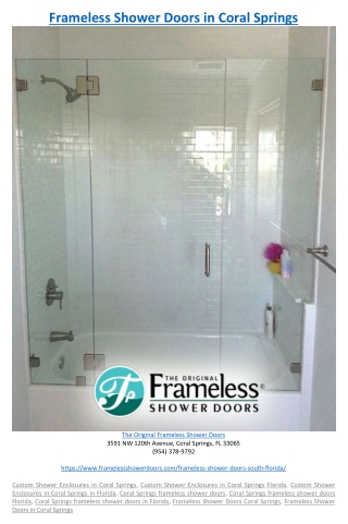 Frameless Shower Doors in Coral Springs
