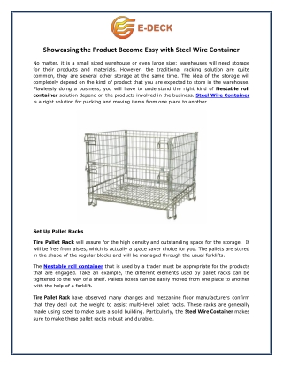 Showcasing the Product Become Easy with Steel Wire Container