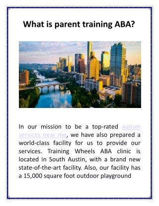 What is parent training ABA?