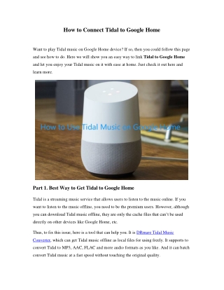 How to Play Tidal Music on Google Home