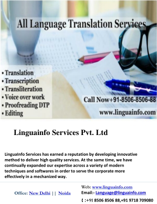 Language Translation Company In Delhi NCR, India Worldwide |Linguainfo