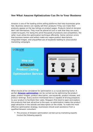 See What Amazon Optimization Can Do to Your Business