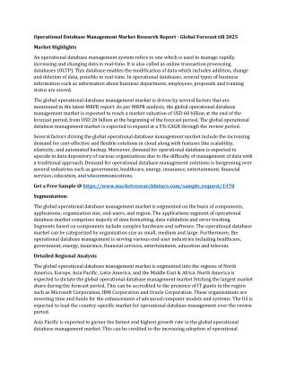 Operational Database Management Market Research Report - Global Forecast till 2025