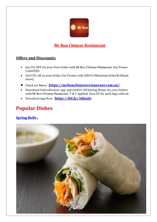 Mr Bun Mandurah Chinese Restaurant Greenfields, WA – 5% Off