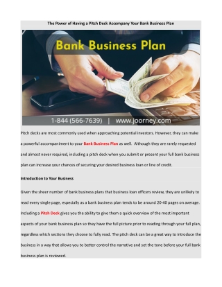 The Power of Having a Pitch Deck Accompany Your Bank Business Plan