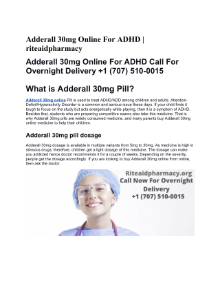 Adderall 30mg Online For ADHD | riteaidpharmacy