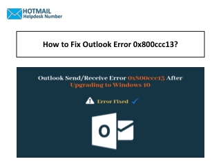 How to Fix Outlook Error 0x800ccc13?