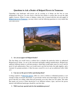 Questions to Ask a Dealer of Belgard Pavers in Tennessee