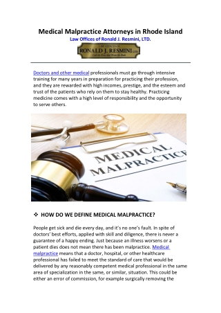 Medical Malpractice Attorneys In Rhode Island