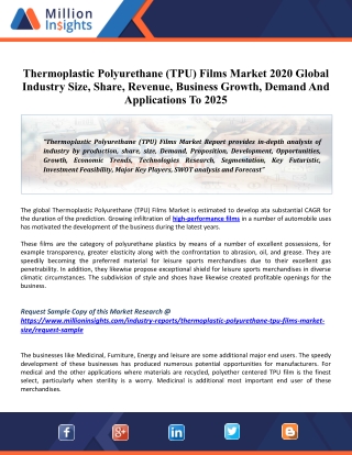 Thermoplastic Polyurethane (TPU) Films Market 2025 Share, Trend, Global Industry Size, Price, Future Analysis, Regional