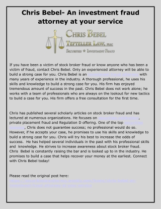 Chris Bebel- An investment fraud attorney at your service