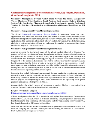 Cholesterol Management Devices Market Trends, Key Players, Dynamics, Growth and Insights to 2023