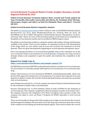 Cervical Dystonia Treatment Market Trends, Insights, Dynamics, Growth, Regional Outlook By 2023