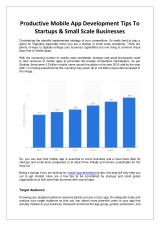 Mobile App Development Tips To Startups & Small Scale Businesses