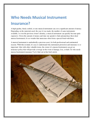 Who Needs Musical Instrument Insurance?