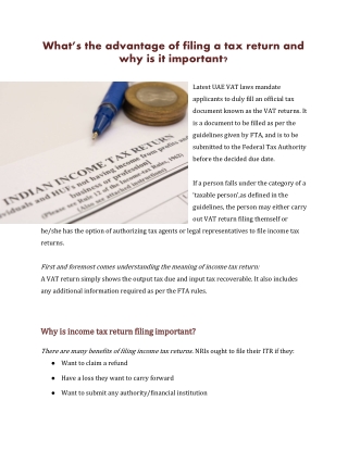 Whats an advantage of filing a tax return and why its important? - Alankit tax news