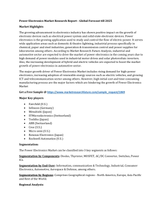 Power Electronics Market Research Report - Global Forecast till 2025