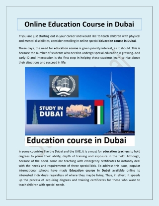 Online Education Course in Dubai