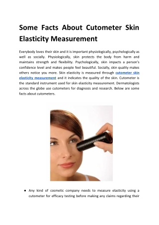 Some Facts About Cutometer Skin Elasticity Measurement