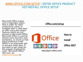 www.office.com/setup|Enter Office Product Key|Install Office Setup