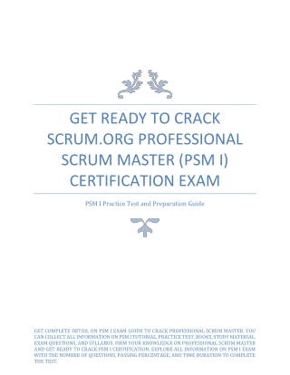 Get Ready to Crack Scrum.org Professional Scrum Master (PSM I) Certification Exam